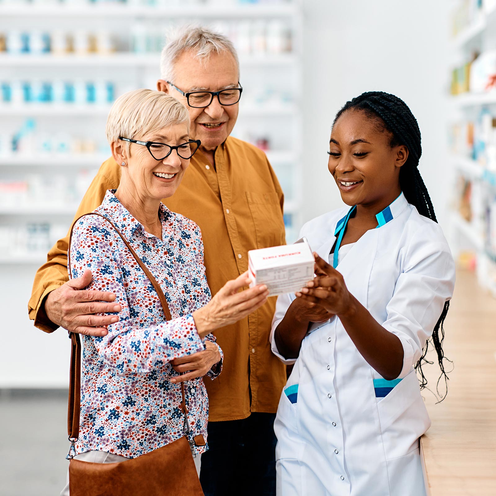 Couple consults with pharmacist